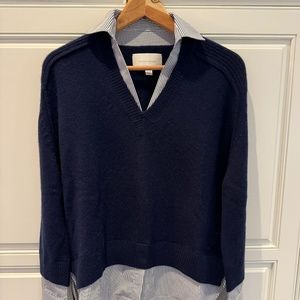 Brochu Walker Looker Layered V-Neck navy sweater
